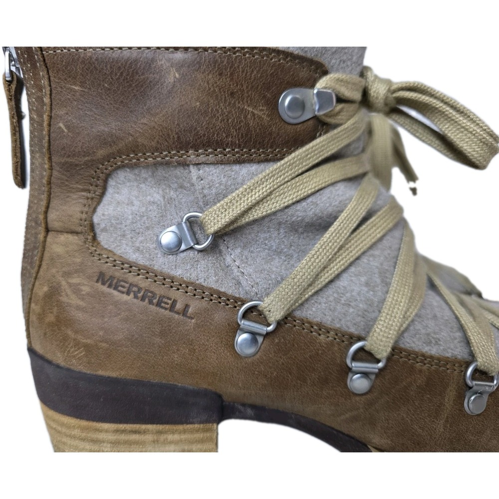 Merrell Shiloh II Brown Felted Wool Leather Boots J004422 Womens 9 Winter Fall - Picture 2 of 6